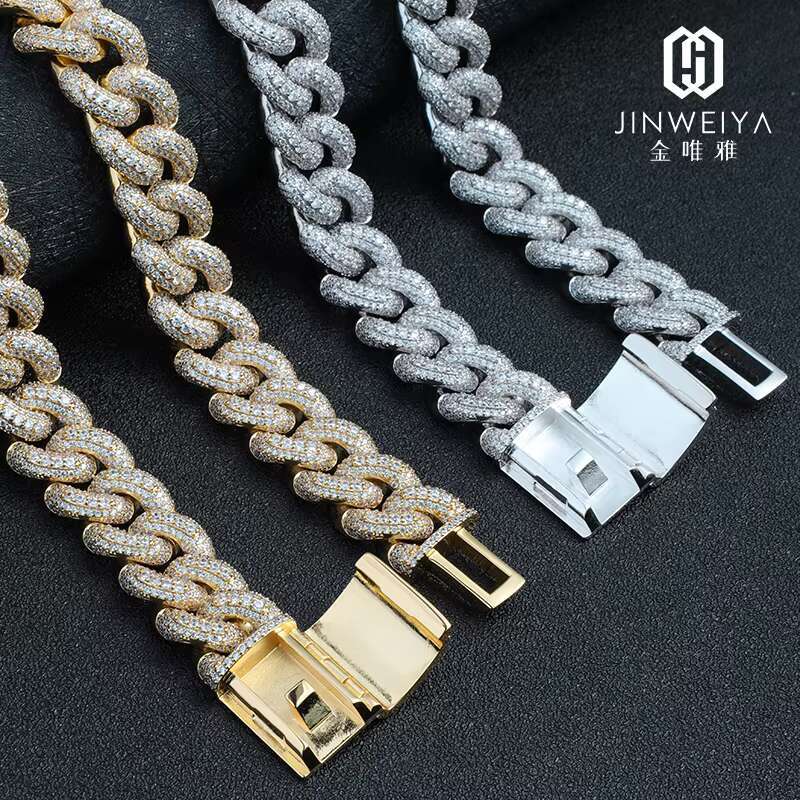 Factory Customization 925 Silver Miami Cuban Link Chain 18mm-24 Inch Moissanite Necklace