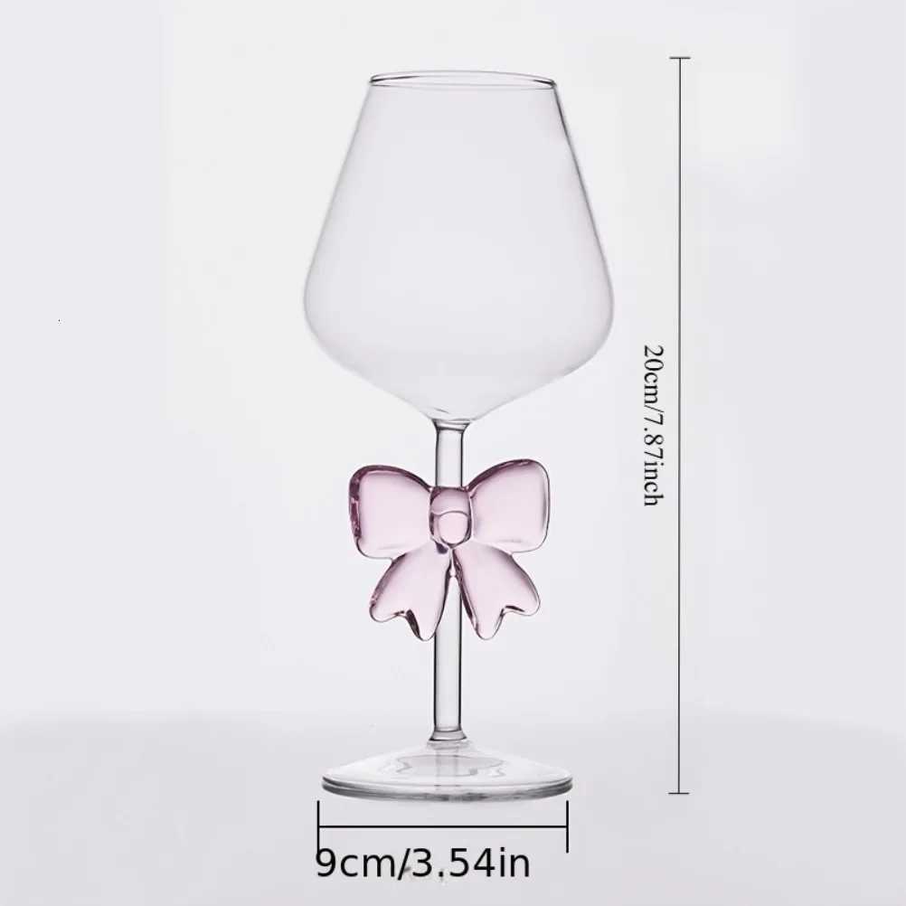 Pink Bow Glass Decor Glass Cup Goblet Bow Handle Glasses Heat-resistant High Borosilicate Dessert Ice Cream Bowl Festival Gifts C251126