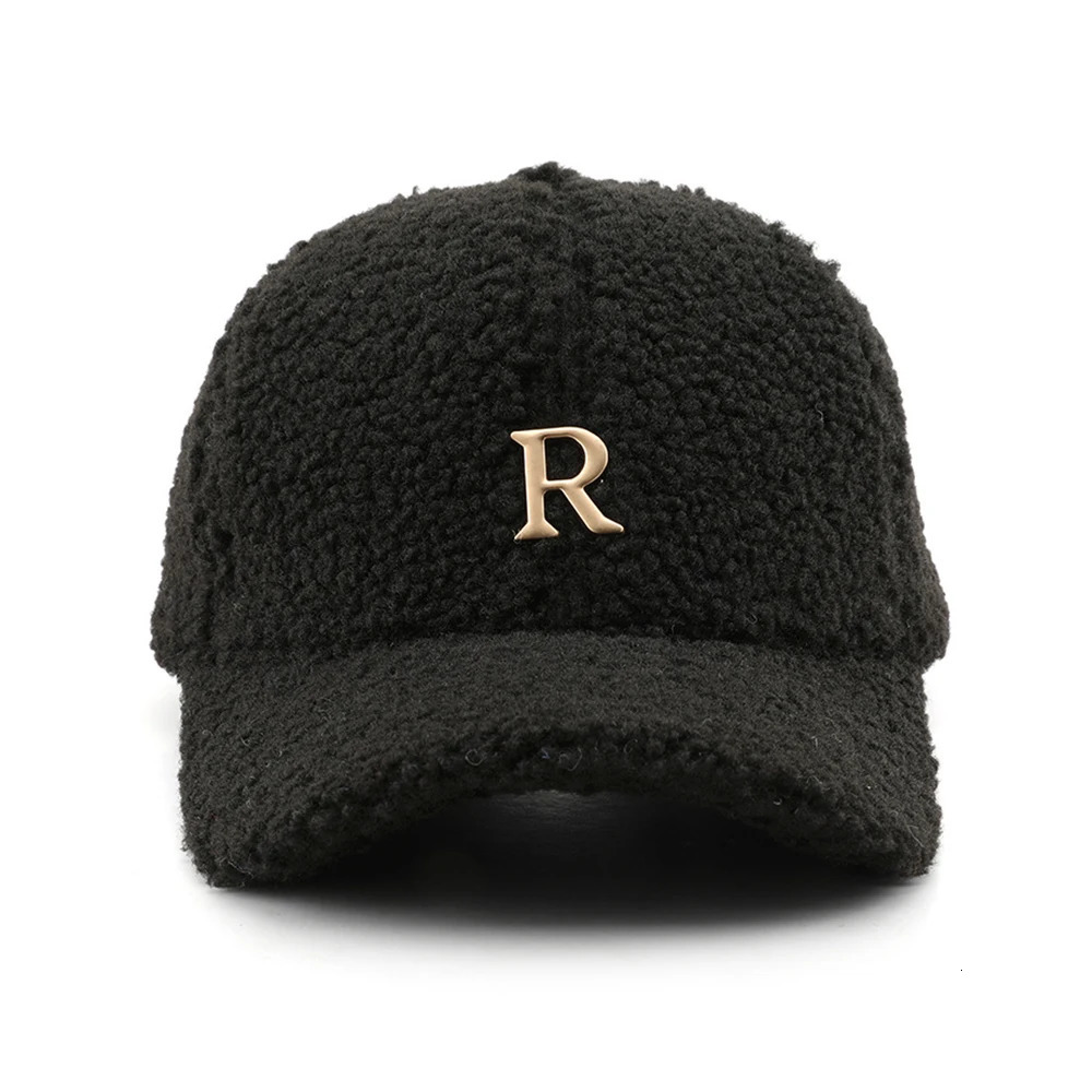 FS Green Lambswool Baseball Caps For Men Golden Letter Women Cap Windproof Warm Winter Trucker Hat Casquette Homme 251126