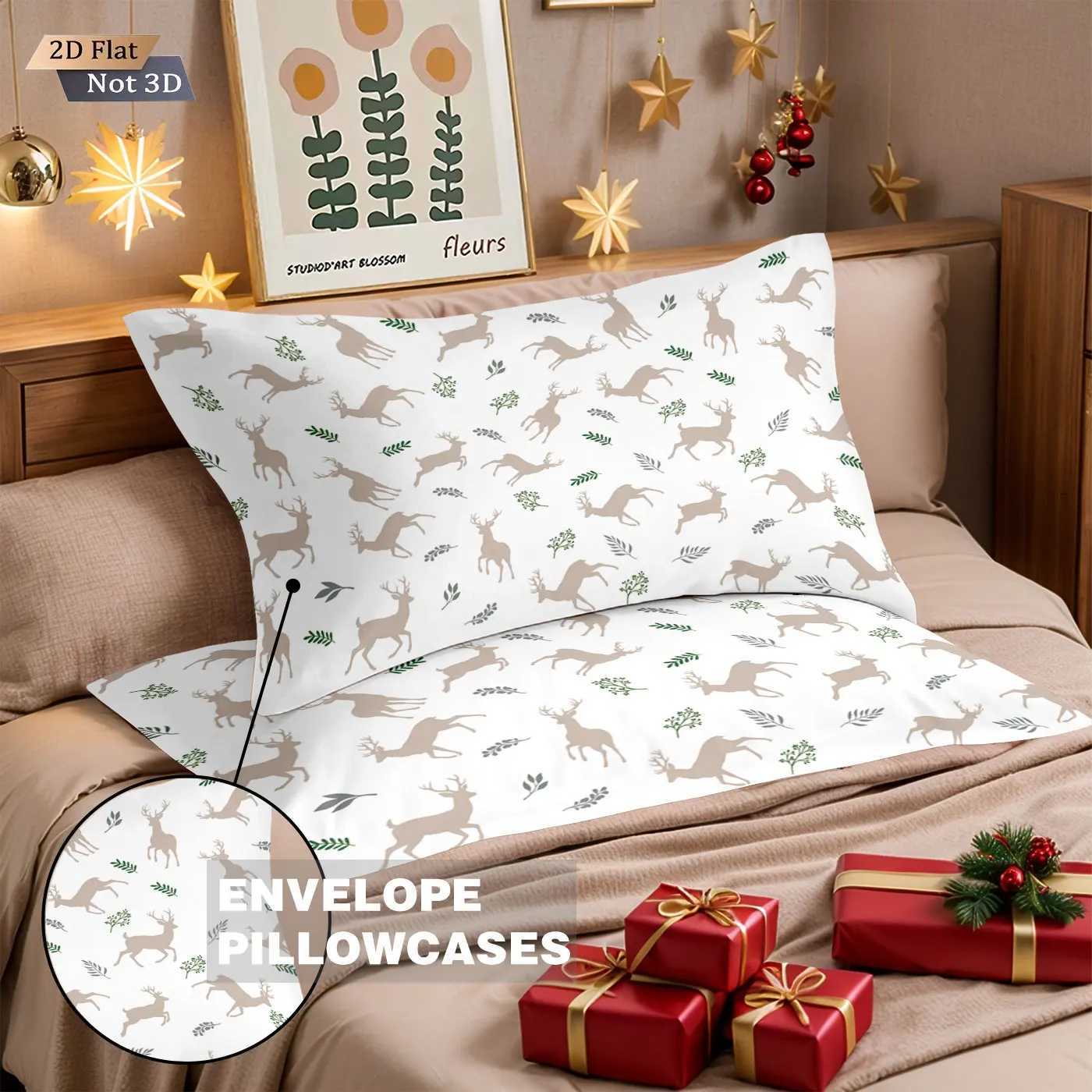 Christmas 3pcs minimalist reindeer print coreless duvet cover set comfortable bedroom dormitory bedding holiday decoration multiple sizes Y251126