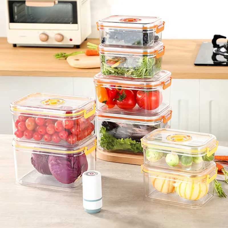 Vacuum Fresh-keeping Box Refrigerator Sealed Canister Microwavable Transparent Food Storage Container Kitchen Organizer Bento Y251126