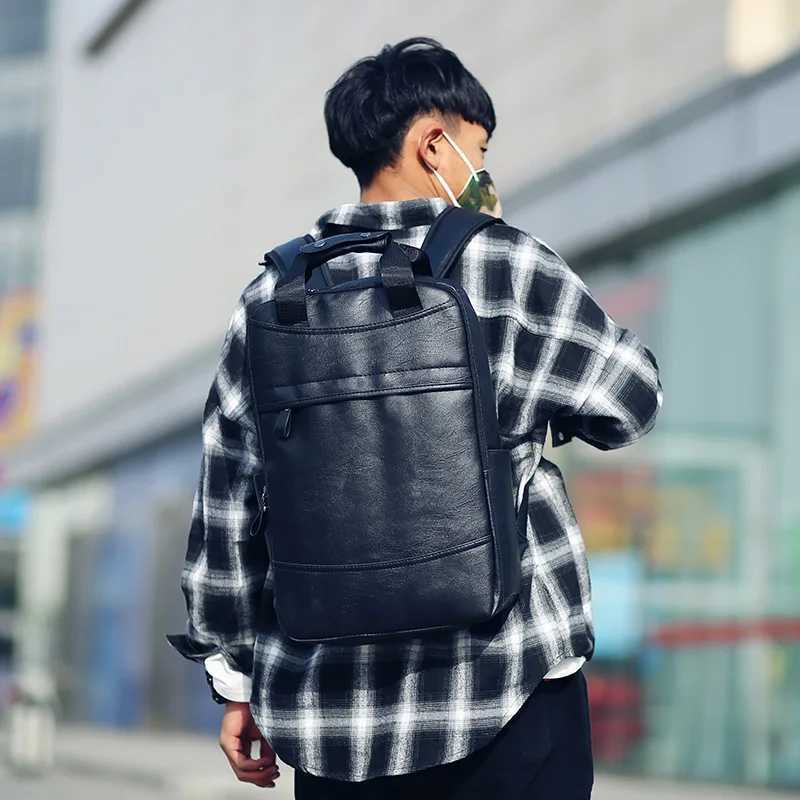 Vintage Waterproof Backpack Men Luxury College School Bags Casual PU Leather Backpacks Travel Retro 156 Inch Laptop Bag For Men K251126