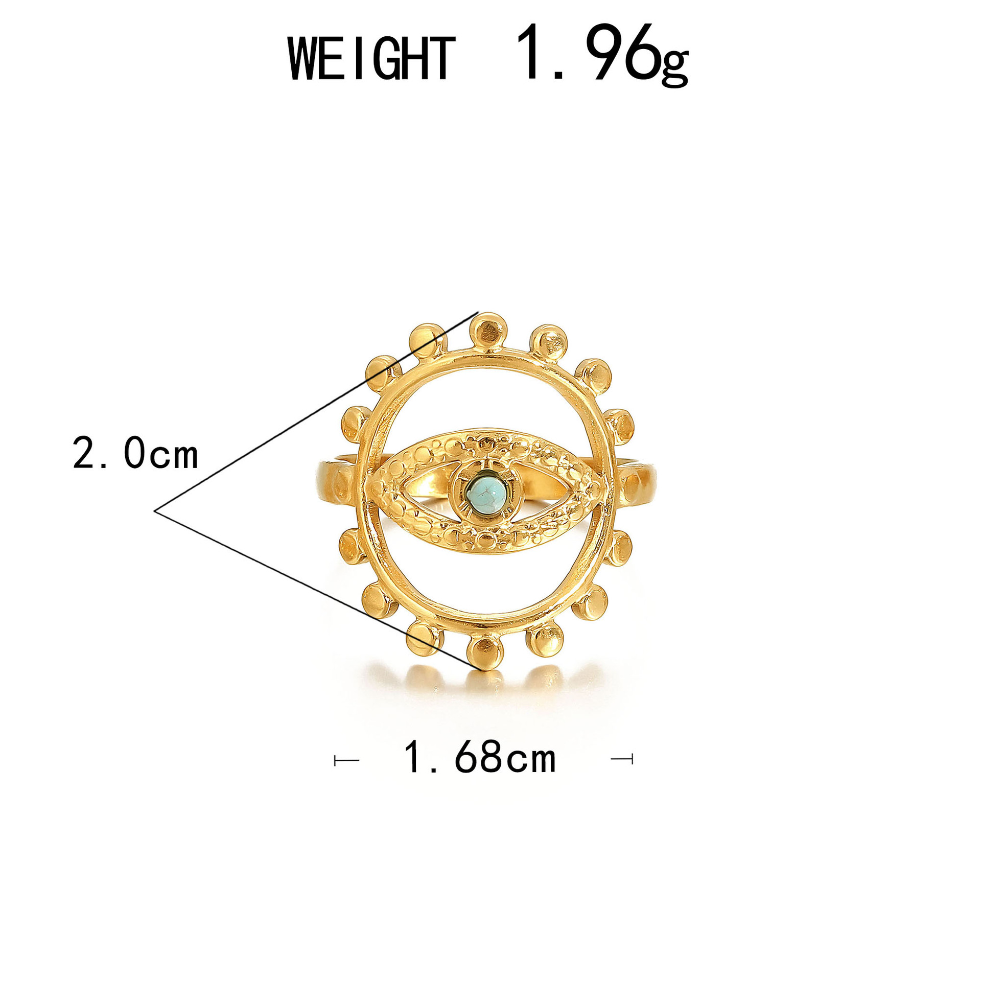 New Ladies Ring 18K Gold Plated Turquoise Heart Eye Openable Jewelry High quality gold designer diamond ring rings designer for women engagement men l - view 8