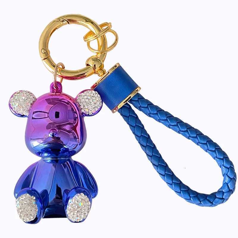 2025 Resin Electroplated Bear Keychain - Crystal Rhinestone Decor Fashion Bag Charm School GiftT251127