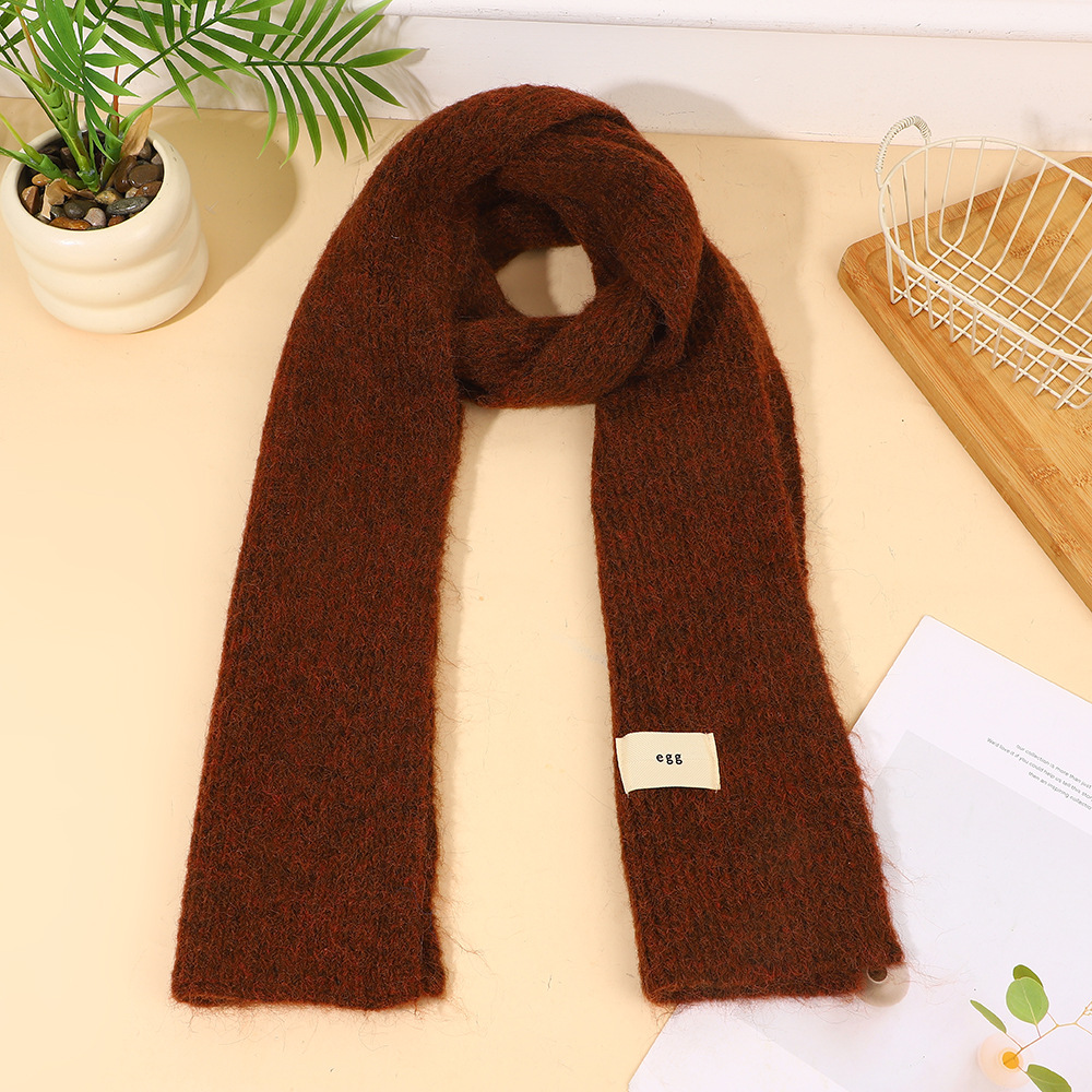 K541 New style pure color wool velvet scarf autumn and winter warm thick neckband high-end temperament knitted versatile scarf