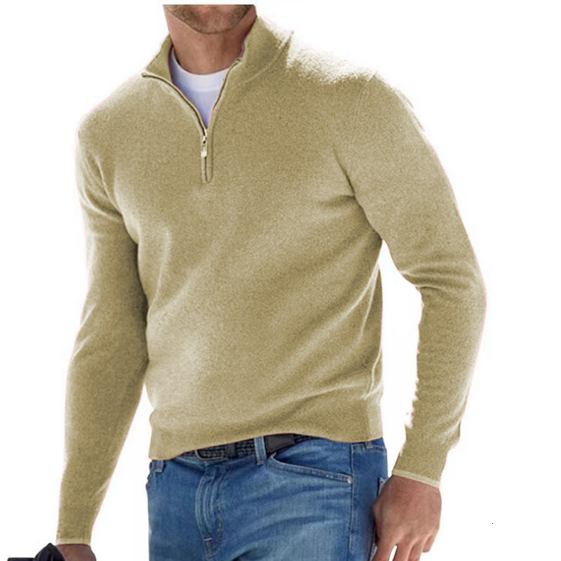 Mens Quarter Zip Up Sweaters Slim Fit Lightweight Mock Neck Pullover Casual Sweaters Half Turtleneck Knitted Outdoor Streetwear 250616