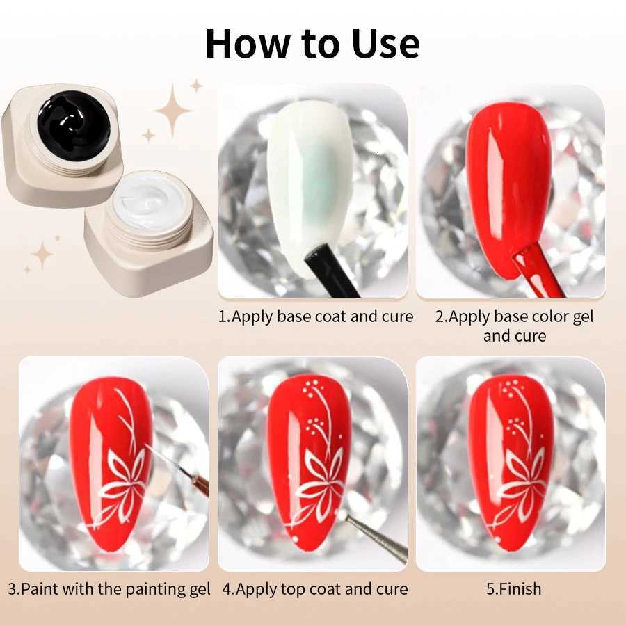 RS NAIL 5g Painting Gel Nail Polish Black White Nail Painting Art Gel Line Flower Drawing Gel Semi-solid UV LED Soak Off VarnishT251127