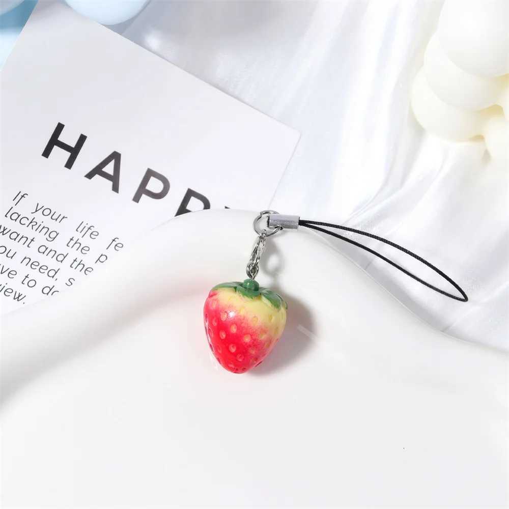 1/2pcs Red Strawberry Tomato Keychain Resin Fruit Charm Key Chain Cute Pendant for Phone Case Bag Daily Gift for WomenT251127