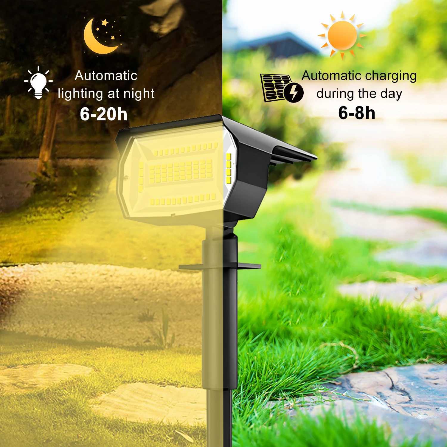 72 LED Solar Spotlights Outdoor Landscape Waterproof 108/136 LEDS Solar Powered Wall Light Auto On/Off for Yard Garden PathwayM251127