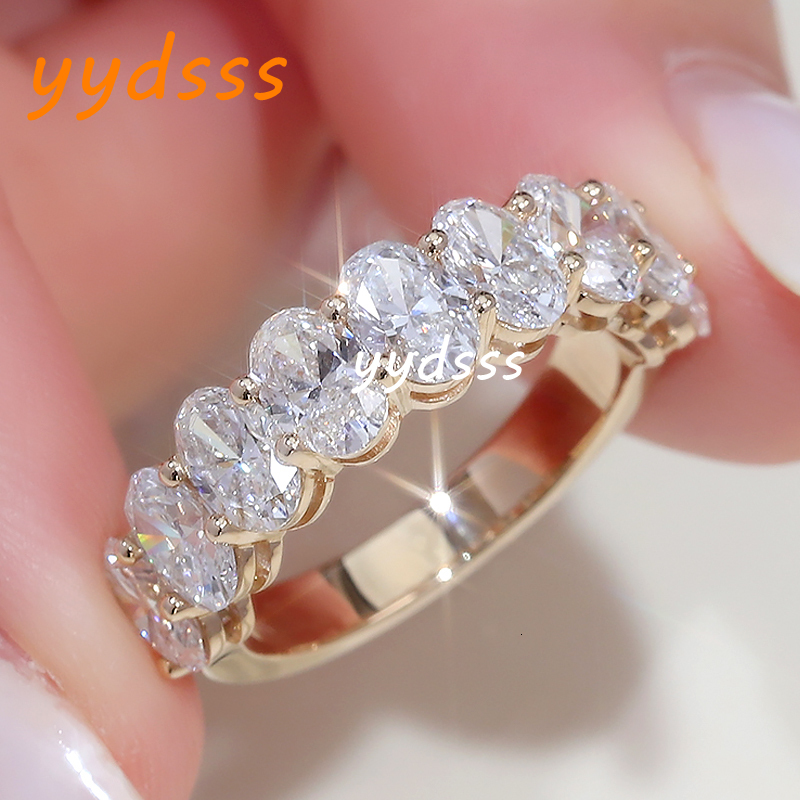 Fine Custom 18K 14K 10K Gold Ring Anniversary Band D Color Oval Cut Hpht Igi Certified Lab Grown Diamond Ring Jewelry for Girls