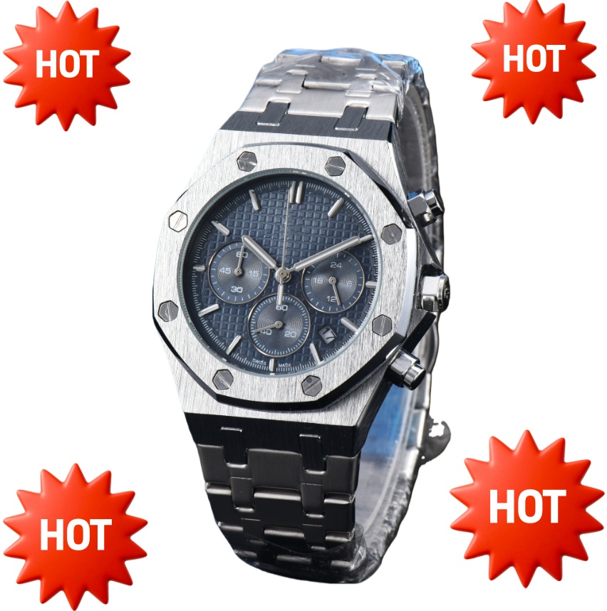 NEW men Top luxury APity Quartz Movement 6 needles ROYALOAKity Watches Sports women high quality Chronograph Watch Circle Stainless steel wristwatch #81