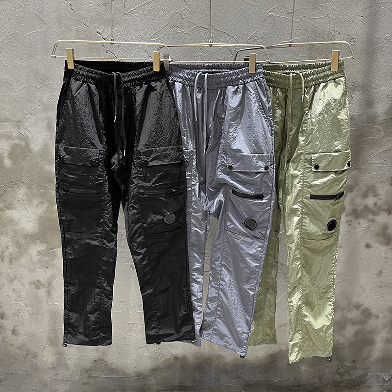 Brand luxury mens designers company pants Casual drawstring monocular nylon pocket reflective quick drying pants