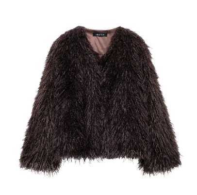 European-style women's new clothing. Elegant. Artificial fur effect. Loose and slimming. Jacket-style coat. H251024