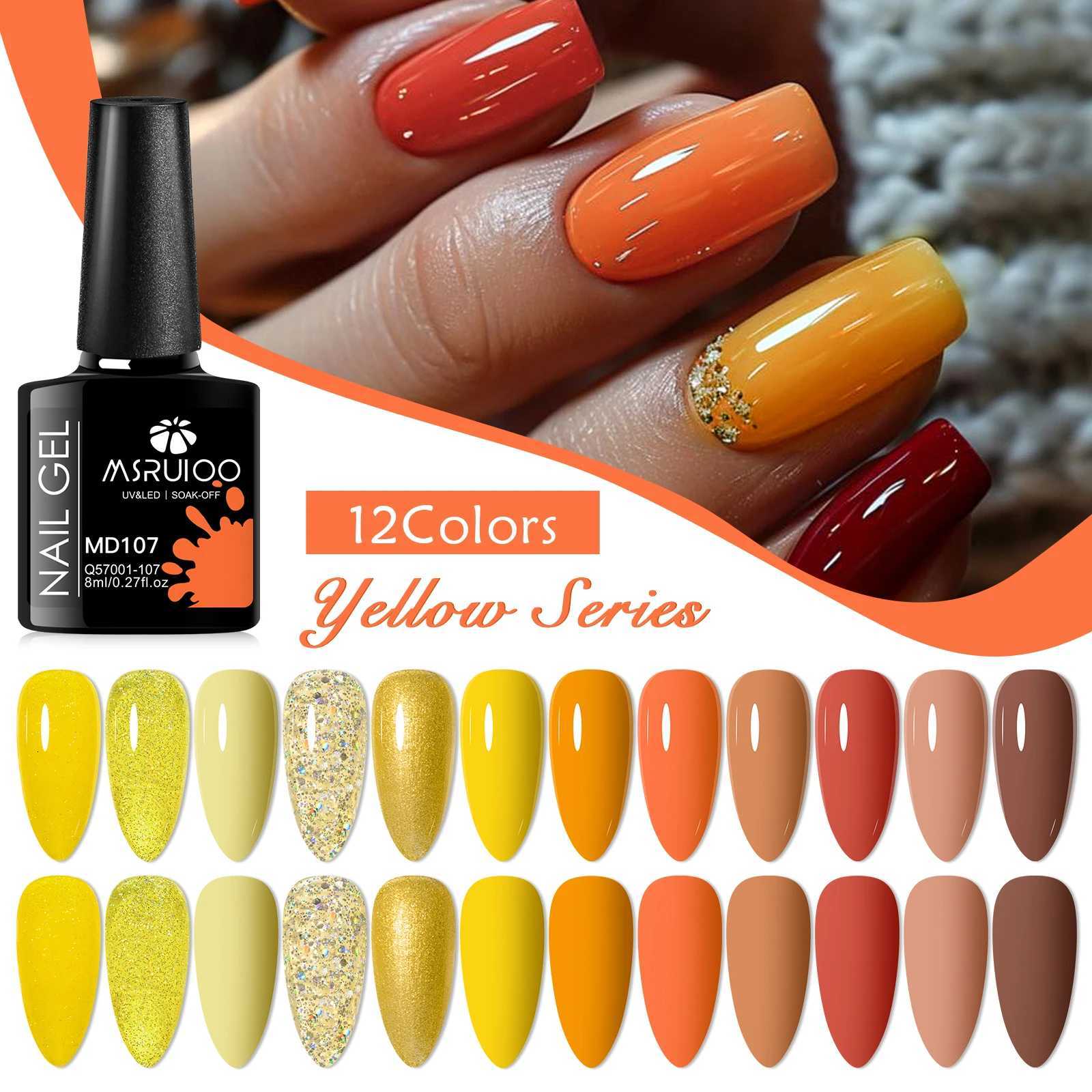 MSRUIOO 8ml Yellow Brown Glitter Gel Nail Polish Nail Supplies Autumn Winter Semi Permanent Nail Art Varnish For Nails ManicureT251127