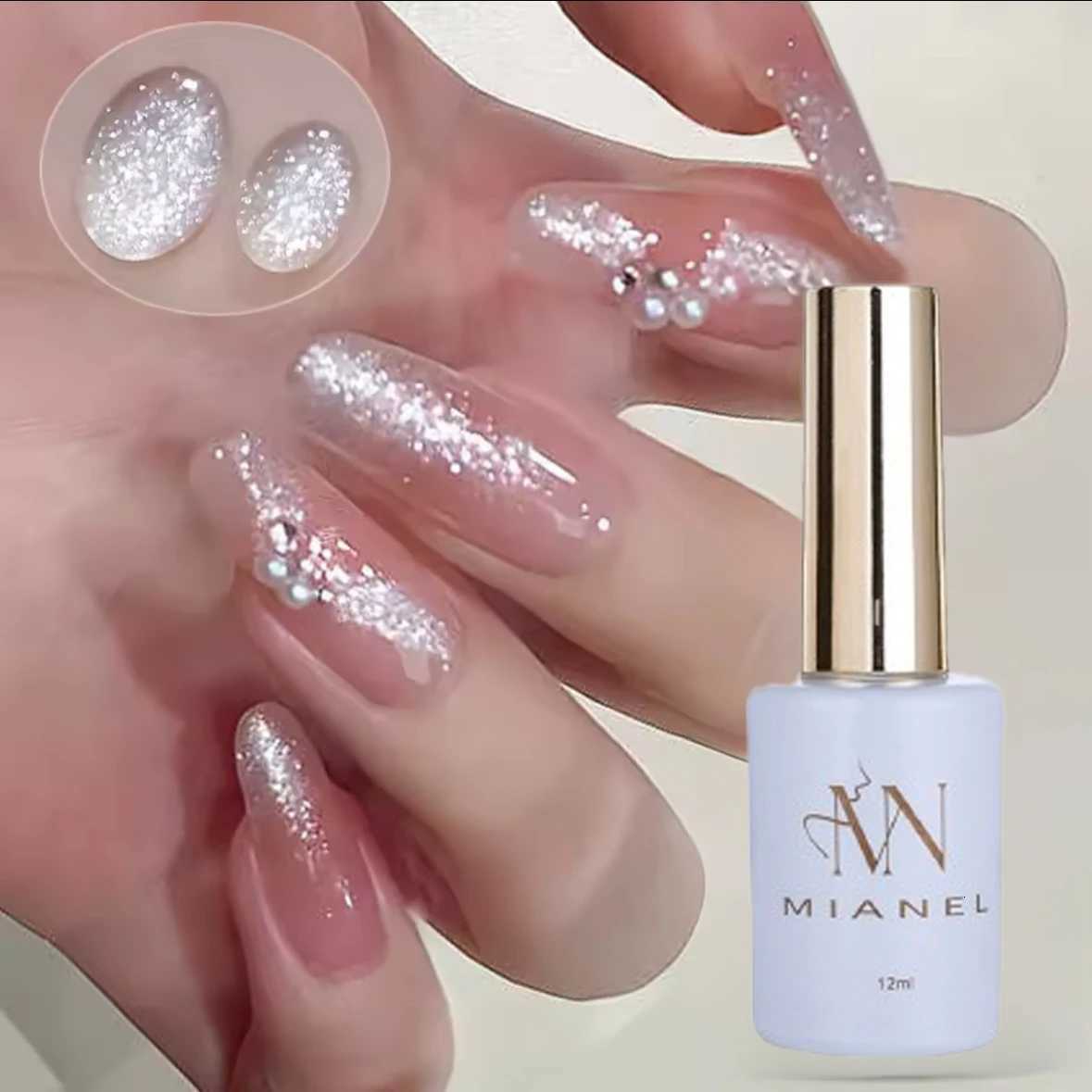 MIANEL 12ML 1-9pcs Wedding Fine Glitter Gel Nail Polish 2025 New Style Nail Polish White Nails Glitter Powder Gel Nail GlueT251127
