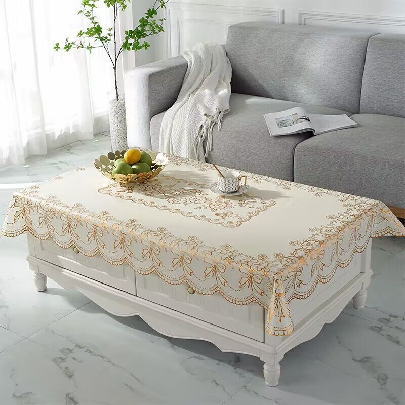 90334 Thickened European-style PVC tablecloth, waterproof and heat-resistant, square tablecloth, rectangular placemat, washable plastic coffee table c