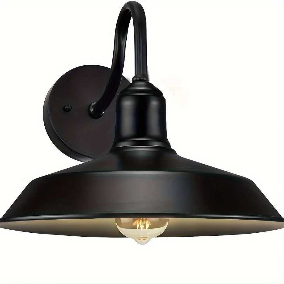 Vintage Gooseneck Barn Wall Lamp - Matte Black Outdoor Wall LampAlexa-Enabled Smart Outdoor Sconce Easy InstallationM251127