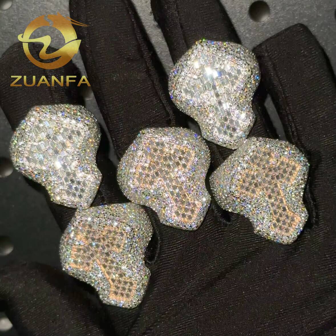 Ready to Ship Iced Out Vvs Baguette Moissanite Diamond Ring for Men Cross Hip Hop Ring 925 Sterling Silver Fashion Jewelry