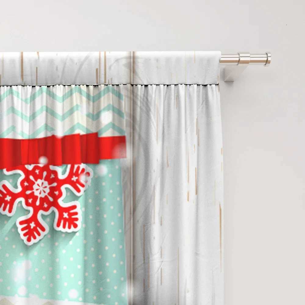 Curtain Christmas 2PC Home Decoration Printed Curtains Happy Birthday Cake Merry Christmas Kitchen Coffee Shop Living Room Balcony Garden Y251126