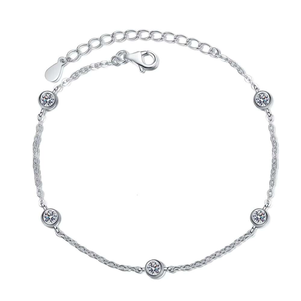 DHcollections Exquisite Jewelry, Simple 0.5ct Diatoeous Earth Chain, S Pure Sier Bracelet, Women's Adjustable Rhodium Plating