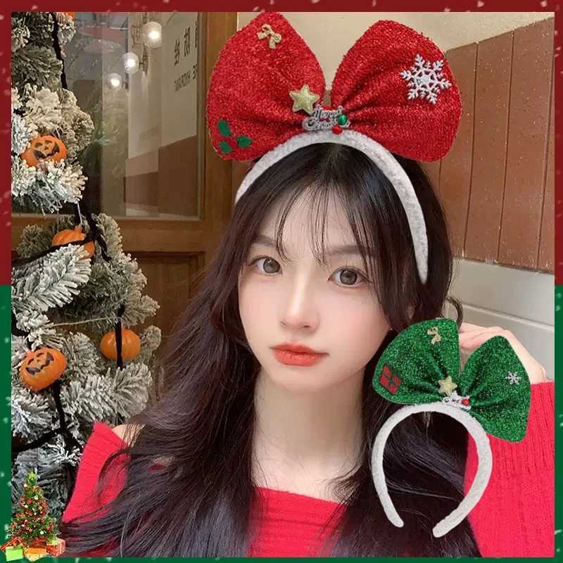 Christmas Cute Plush Headband Fashionable Christmas Style Hair Accessories Personalized Christmas Bow Antler Headbandm251127