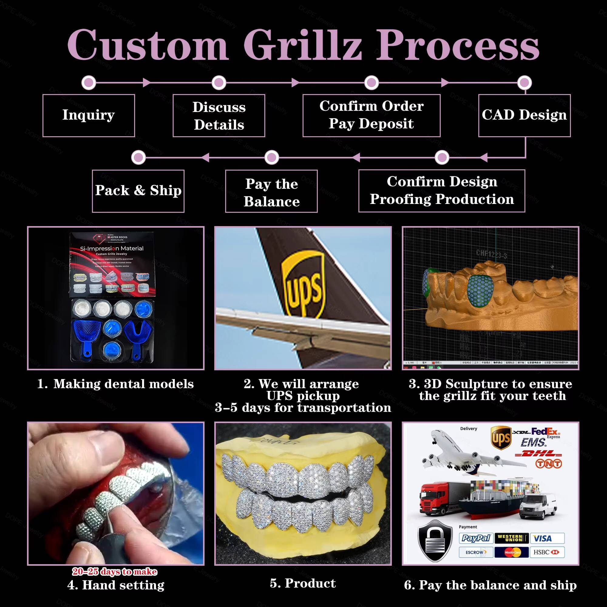 Custom Men Jewelry Grillz 8 Top 8 Bottom Perm Cut 925 Silver 18K Gold Plated Punk Grillz for Teeth