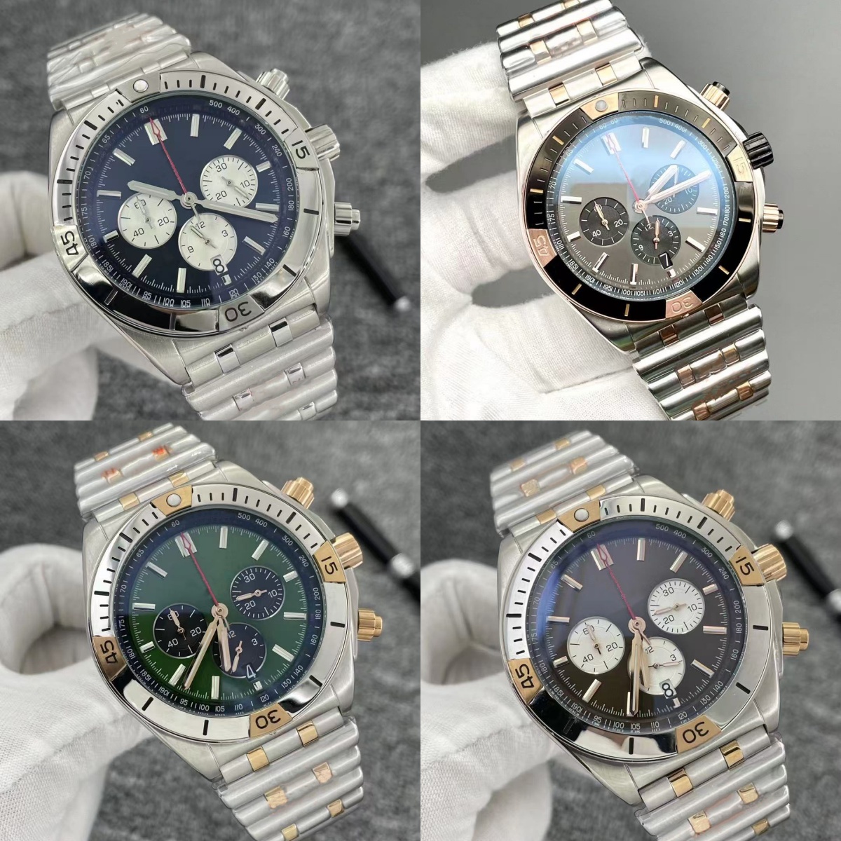 Stainless Steel Men's Quartz Watch with Sapphire Crystal - Waterproof & Durable 44mm