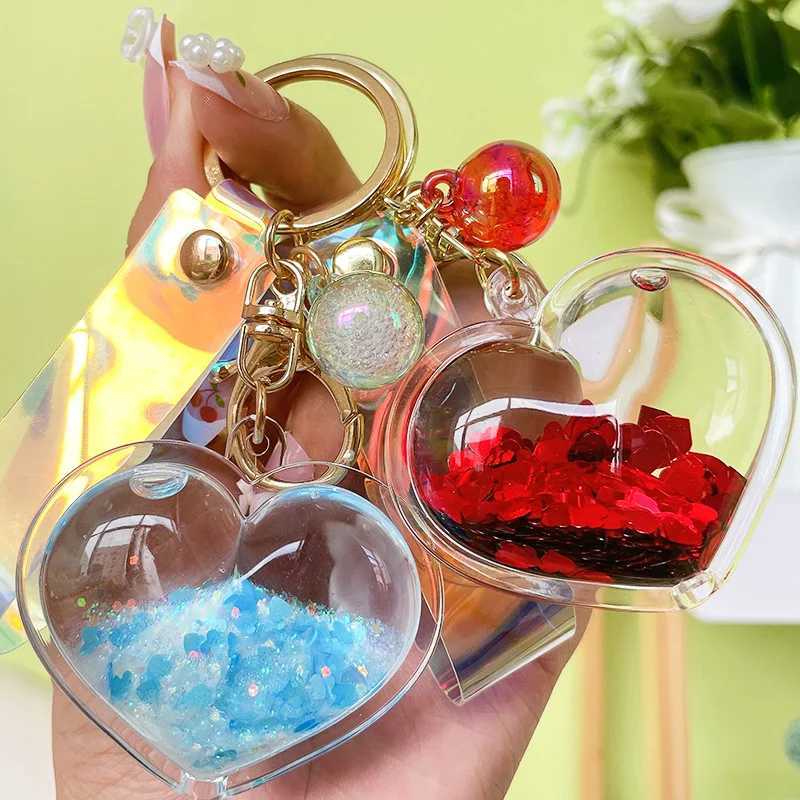 Creative Oil Quicksand Heart Keychain Fashion Trendy Bag Small Pendant Exquisite Cute CoupleT251127