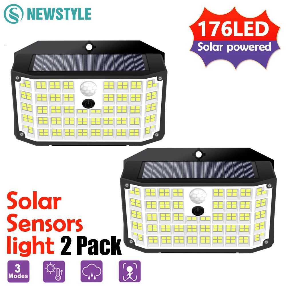 176 LED Solar Lights Outdoor Waterproof Motion Sensor Solar Powered Flood Lights Security Wall Lights 3 Modes Yard Deck GardenM251127