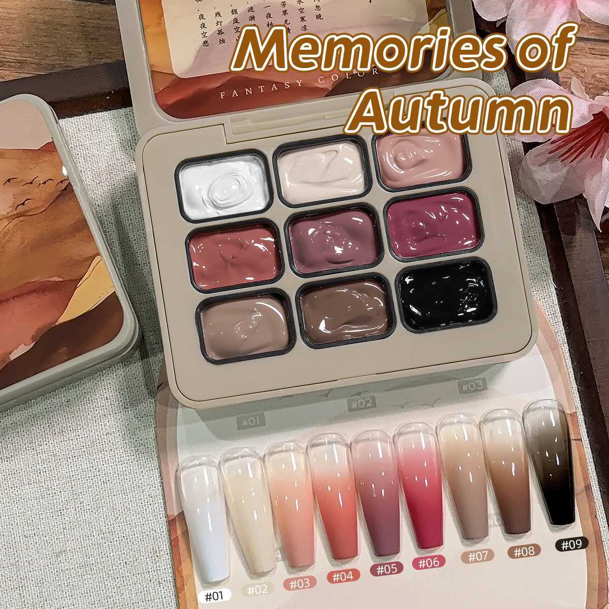9-colors Memories of Autumn patter glue smudges canned high saturation popular semi-solid nail polish glue nail salonT251127