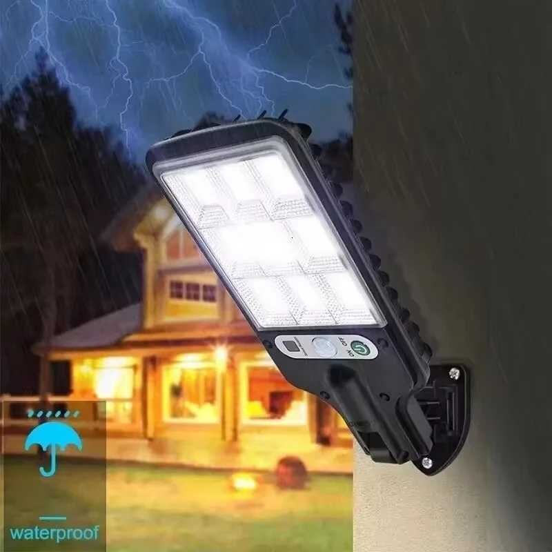 4/6/8PCS 108 COB Sensor Street 3 Light Modes Outdoor Waterproof Security Solar Lamps for Garden Patio Path Remote Control LightM251127