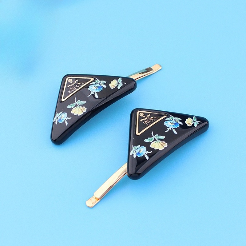 Triangle rectangle designer hair clip barrettes hairclip luxury 18k gold acrylic black flower tortoiseshell hairclips fringe side clip headband barrette