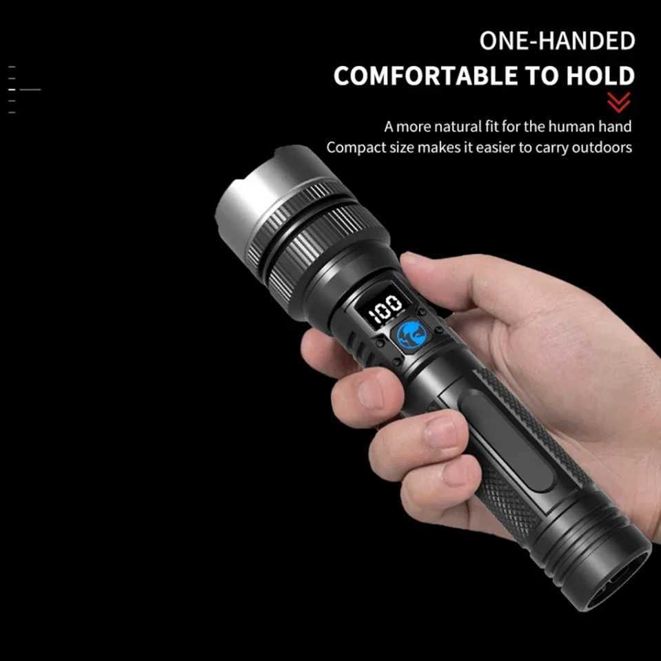 Portable Spotlight Long RangeLED Flashlights High Power Military Tactical Flashlight Zoom Torch Lamp For Outdoor Camping Fishing K251127