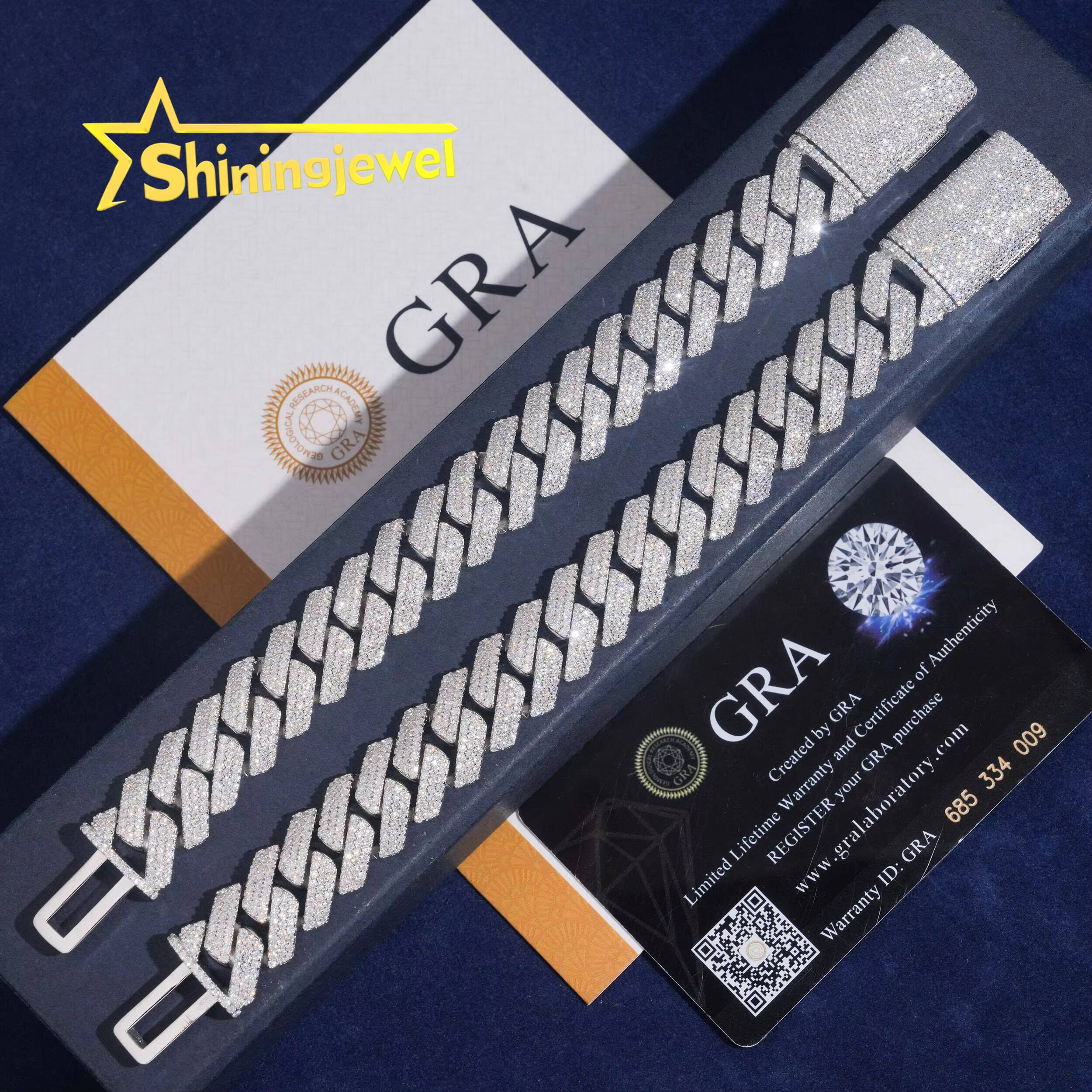 Popular Rose Gold Plated 15mm Cuban Chain Iced Out Jewelry Moissanite Cuban Necklace Bracelet Custom Hip Hop Diamond Cuban Links