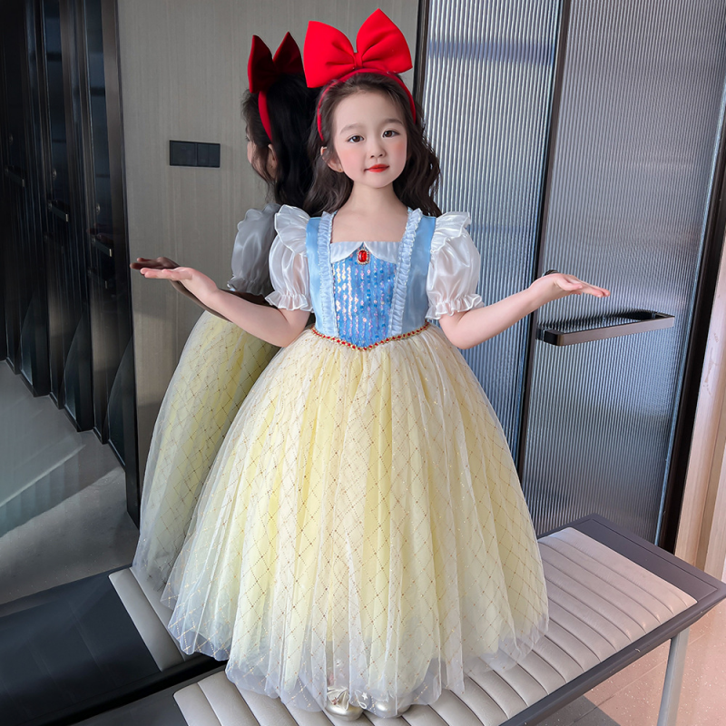 Disney children's designer clothing girls A-line skirt birthday dress beach dress Snow White children's clothes girls Elsa dress children�
