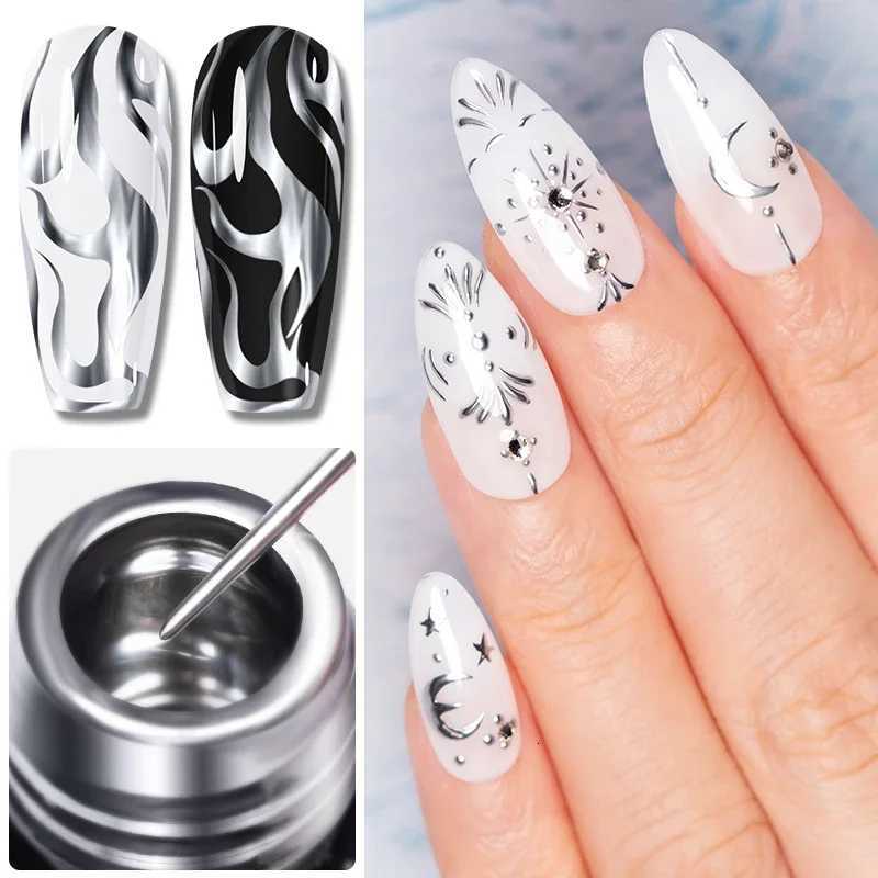 5ml Golden Silvery Metallic Painting Liner Gel Polish Chrome Mirror Effect Semi-Permanent Varnish For Stunning French Nail ArtT251127
