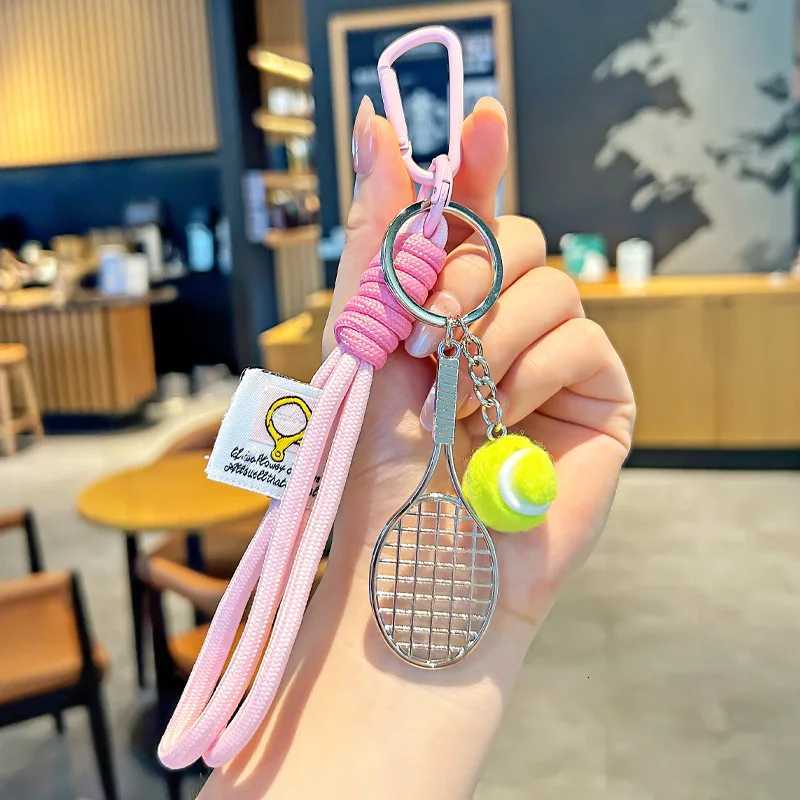 Tennis Hand Rope Keychain Heart Shape Beaded Pendant Bag Charm Couple Accesories GiftT251127