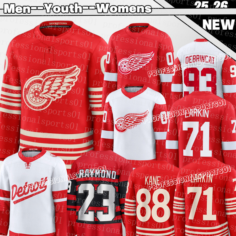 detroit redwings jersey detroites hockey jersey red wingsS jersey #71 Dylans Larkins #88 Patrick Kane Moritz Seider Marco Kasper Stadium Series Jersey