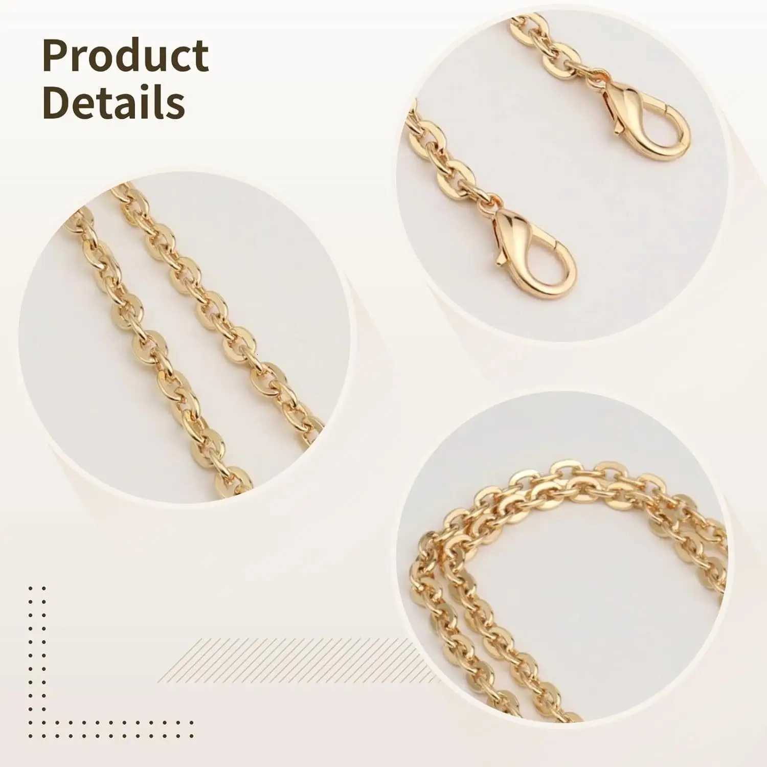 Purse Chain Flat Bag Chain with Metal Buckles Chain Purse Strap for DIY Purse Wallet Handbag Shoulder Bag Crossbody BagT251127