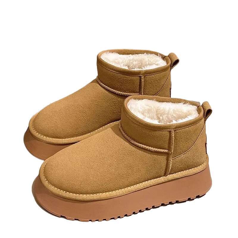 Compaik Free Shipping Women's Platform Anti-Slip Snow 2025 Fall Winter New Design Fur-Lined Thick Warm Cotton Boots Brown Black Size 35-41 dh3572 - view 6