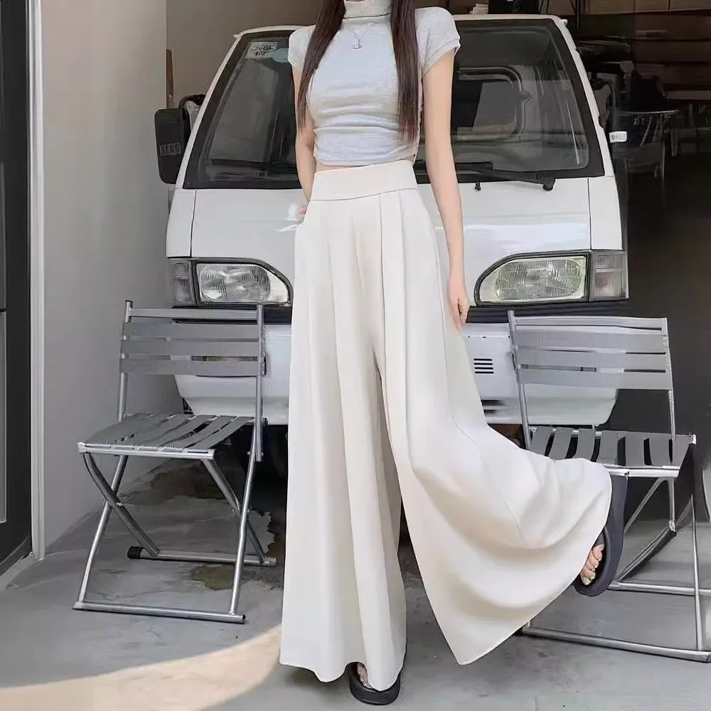 Womens Summer Korean Sexy Bell Bottom Casual Strap Oversized Trendy Pants 250427