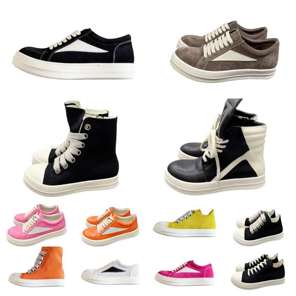 Ro Owenes VINTAGE Casual Shoes Designer High Low RUNWAY RICKes DRKSHDWs Show Boots Genuine Mesh Leather Mens Women Black White Luxury Horse Hair Suede Brand Sneakers