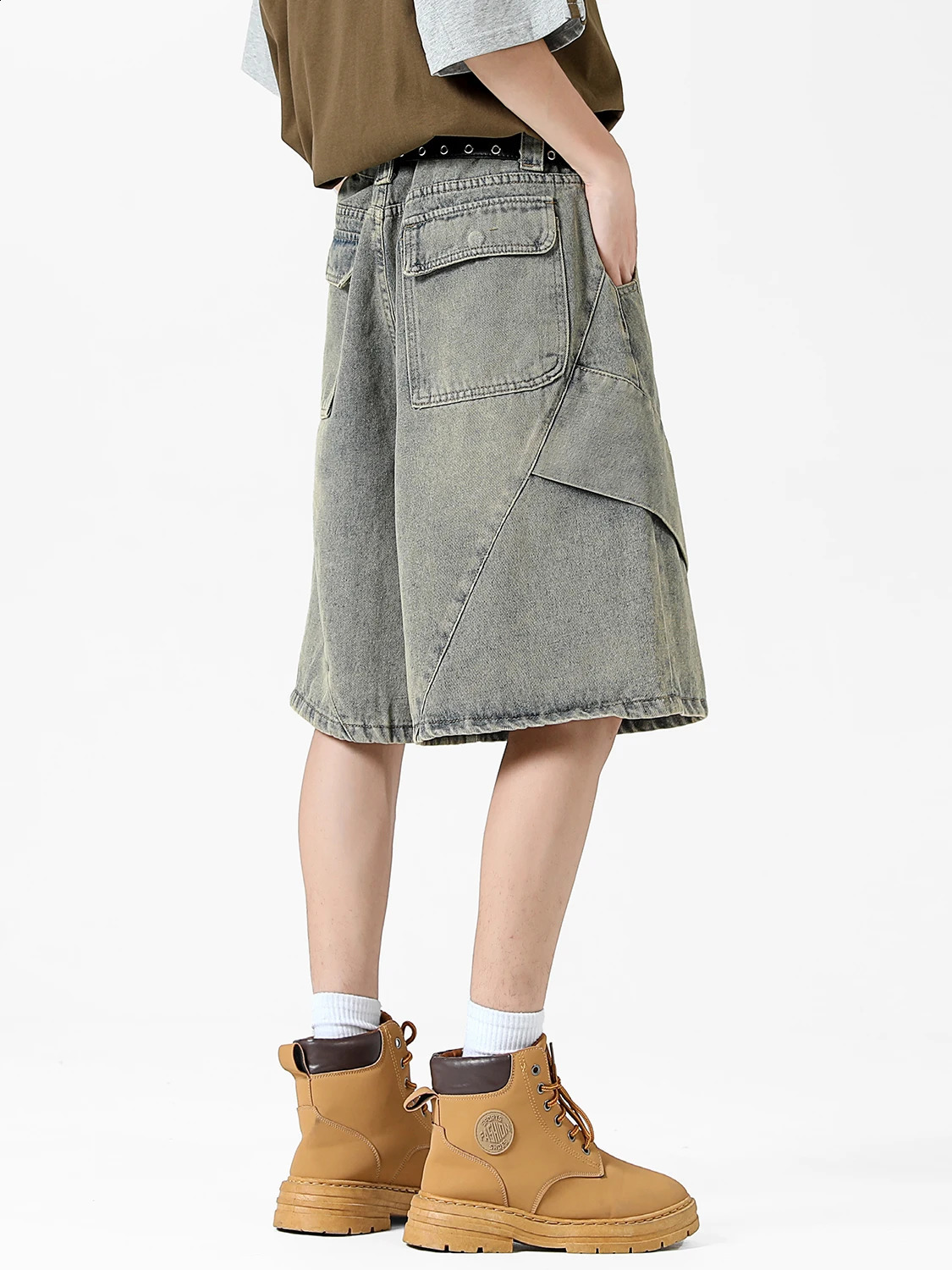 Y2k fashion oversized denim shorts mens nostalgic streetwear bag shorts clothing washing cotton summer mens pants 250423