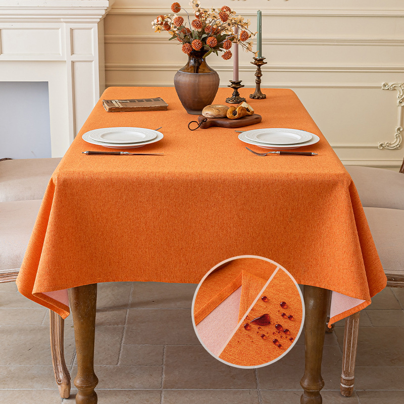 A837 cotton and linen three-proof tablecloth waterproof and dustproof solid color new Chinese rectangular tablecloth coffee table tablecloth