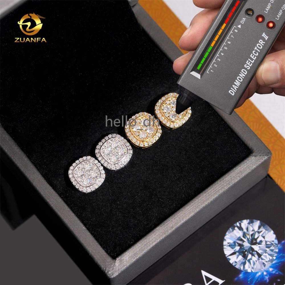 Pass Diamond Tester Hip Hop Iced Out Jewelry Fashion 925 Silver Moissanite Earrings for Men