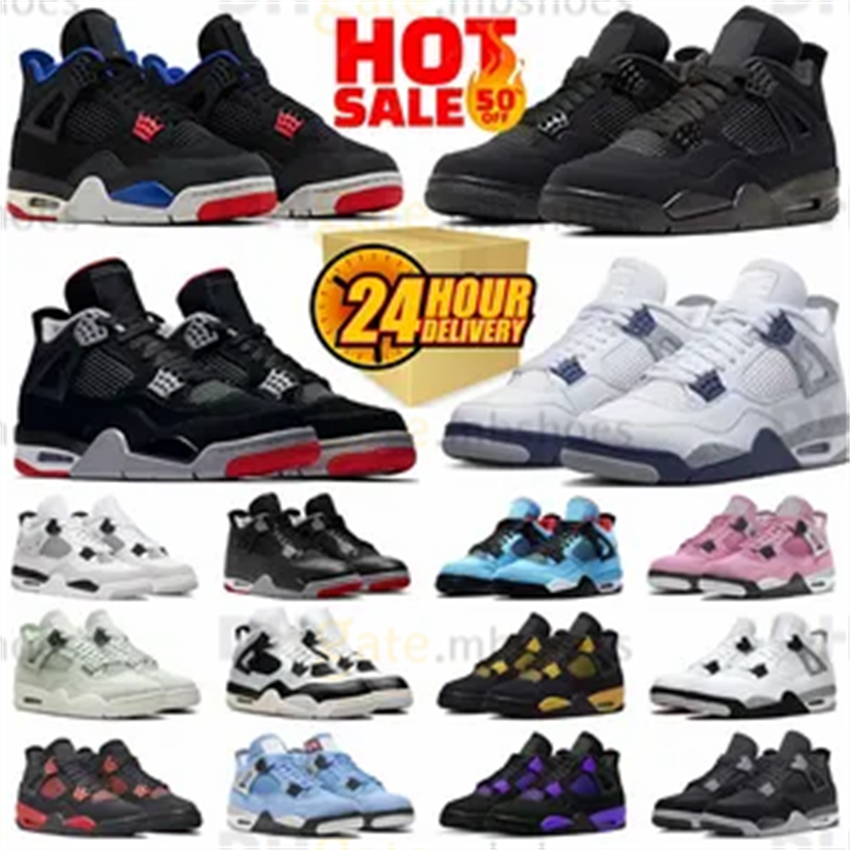 Designer Mens 4 Basketball Shoes Black Cat 4s Sneakers University Blue Red Cement Thunder Pine Green White Oreo Seafoam Cool Grey Men Women Sports Trainers