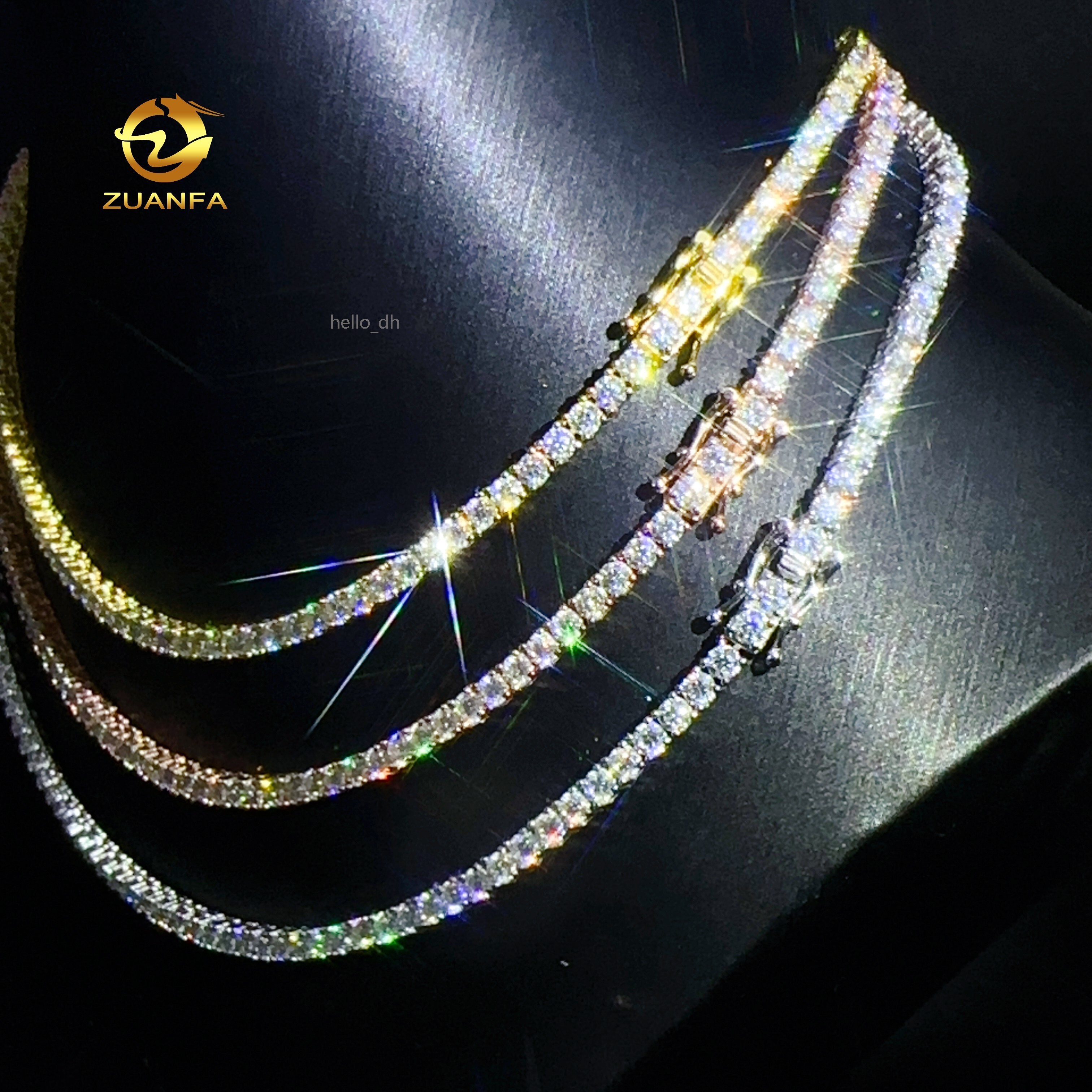 Jewelry Tennis Chain 925 Silver Lab Diamond 3mm Moissnite Tennis Necklace Bracelets Men Women Pendant Chain