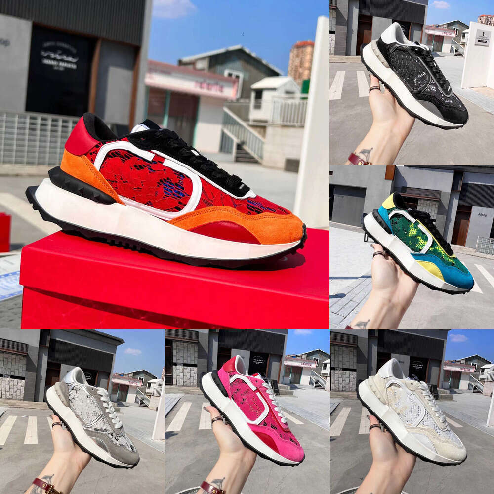 Women Men Shoes Casual Lace Metal Leather comfortable Texture Rivet Pattern trainer shoes Designer shoe Paris Lacerunner Luxury Mesh Sneakers Running Sneaker