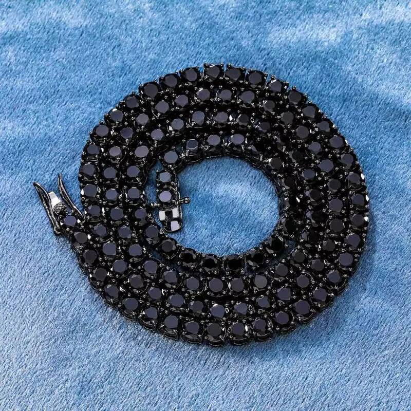 Hip Hop Jewelry Silver Black Gold Plated Black Moissanite Diamond Men Tennis Bracelet - view 7