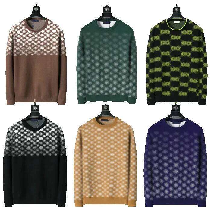 Luxury designer autumn mens sweaters clothing pullover slim fit knitted casual knitwear sweatshirts geometry patchwork print Male fashion woollen woolly jumper